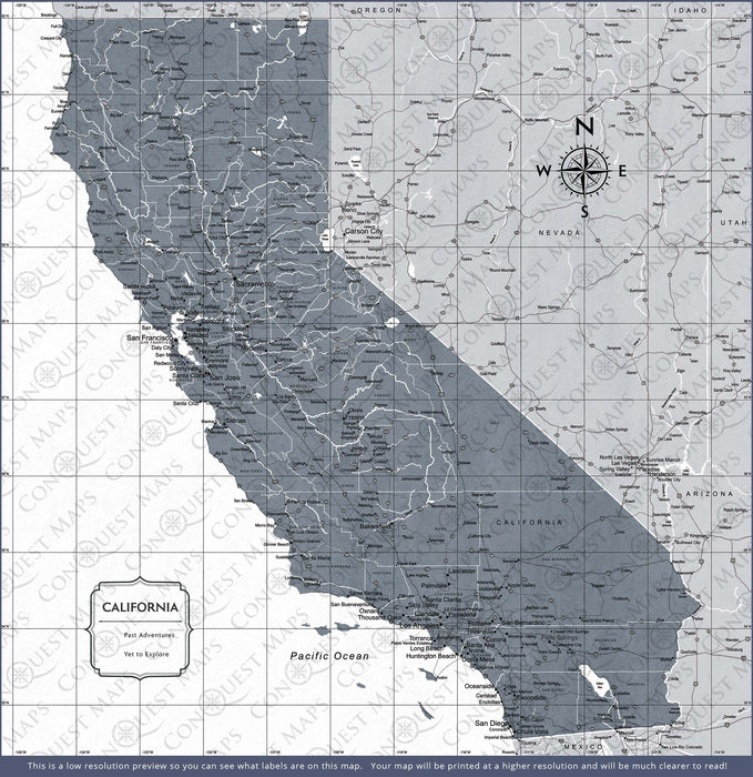 Push Pin California Map (Pin Board/Poster) - Dark Gray Color Splash ...