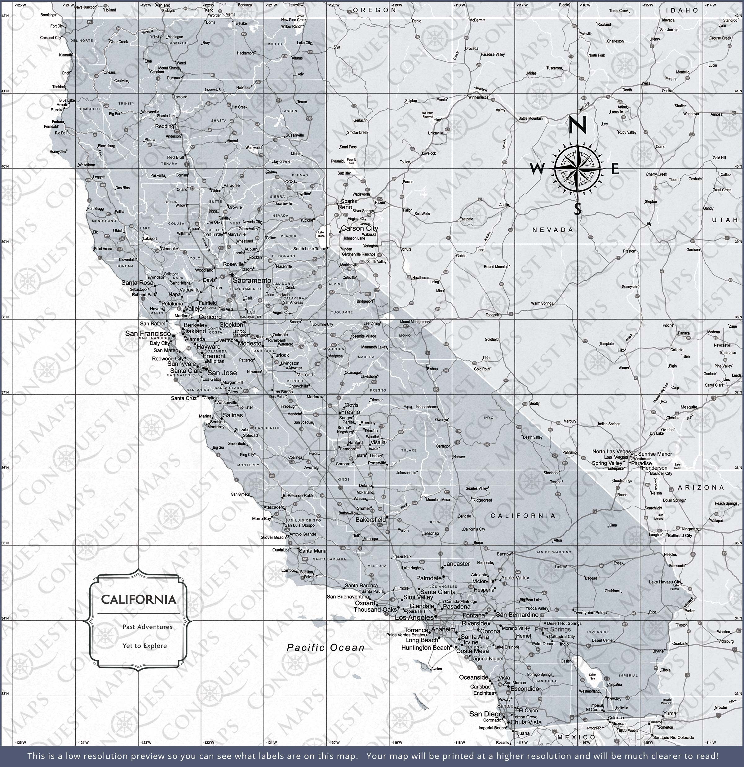 California Map Poster - Light Gray Color Splash CM Poster