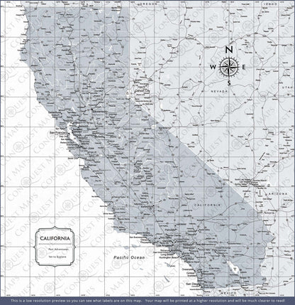 Push Pin California Map (Pin Board) - Light Gray Color Splash CM Pin Board