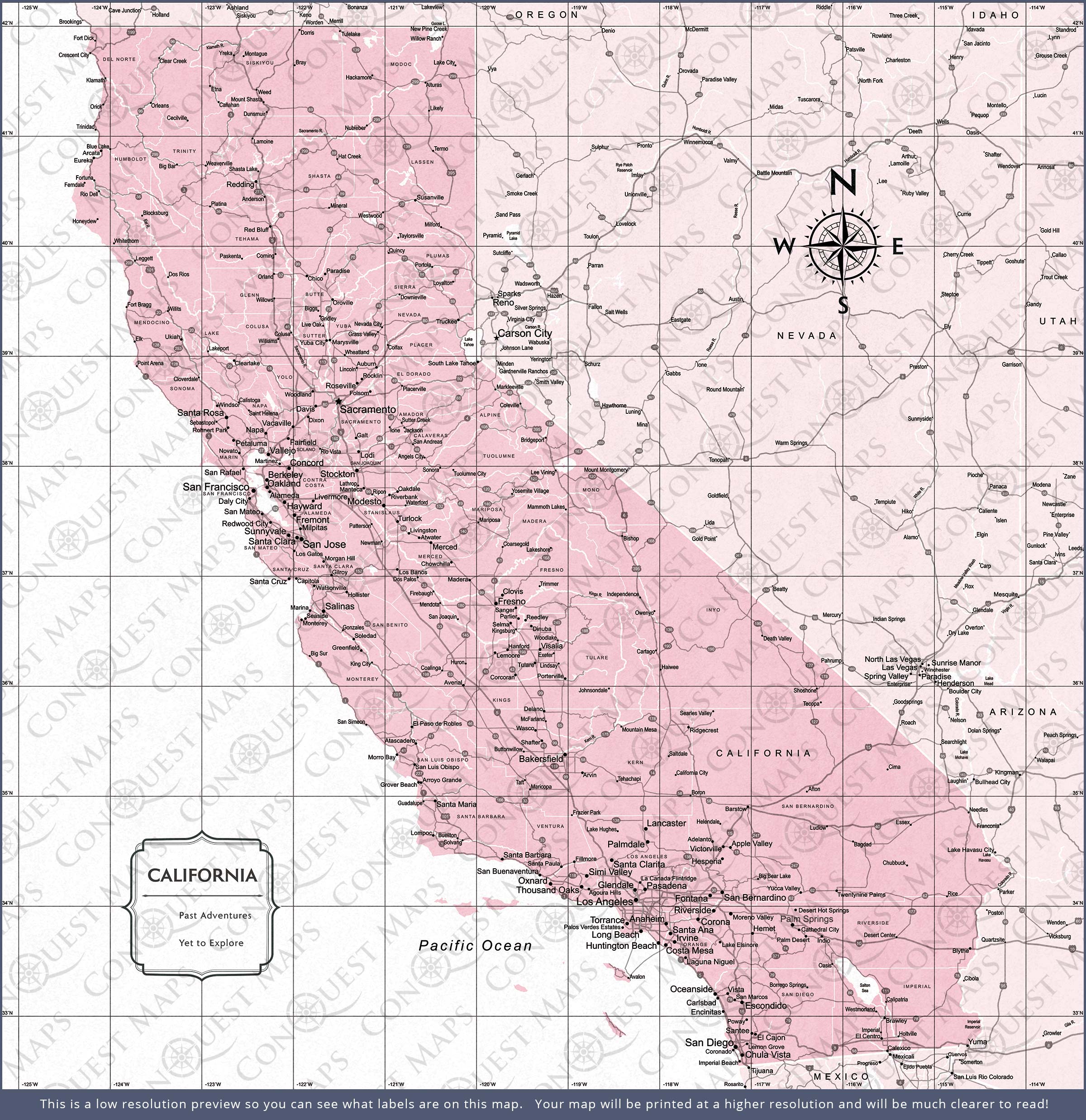 California Map Poster - Pink Color Splash CM Poster