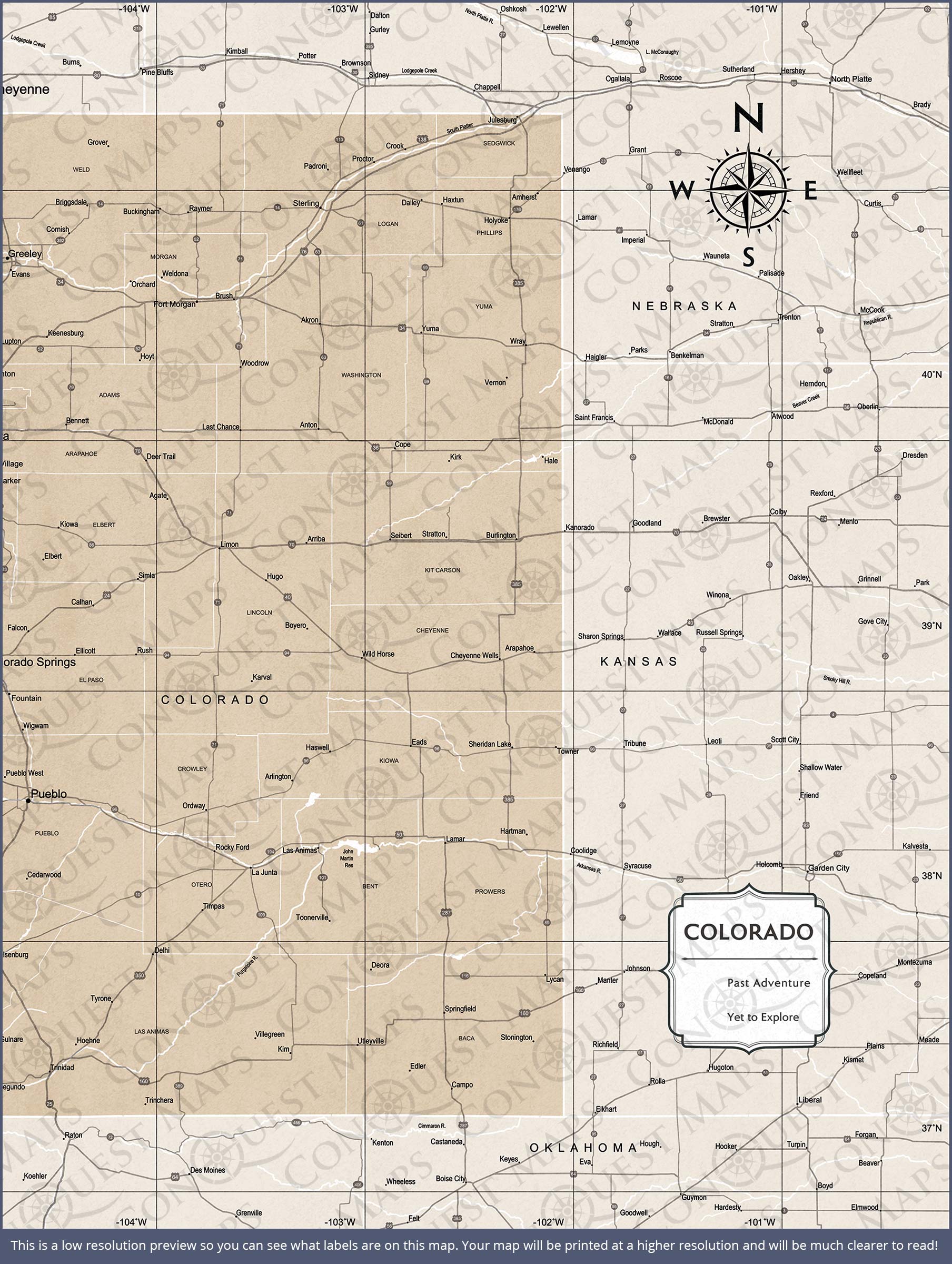 Colorado Map Poster - Light Brown Color Splash CM Poster