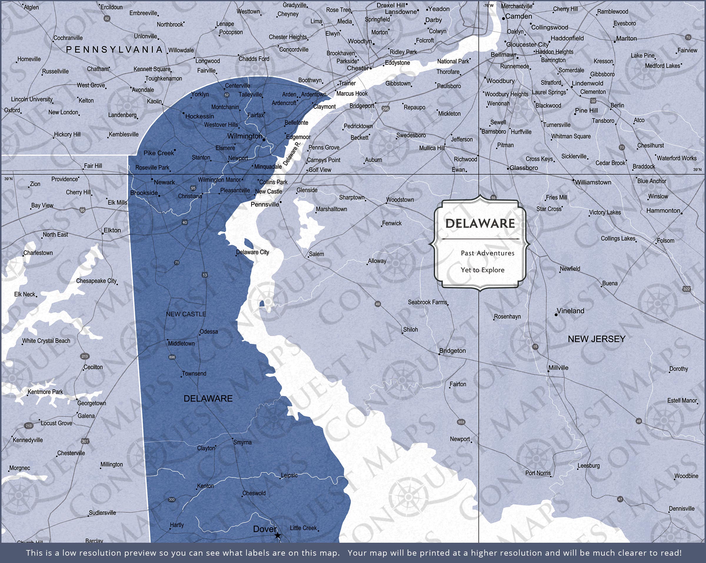 Delaware Map Poster - Navy Color Splash CM Poster