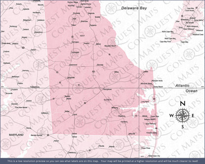 Delaware Map Poster - Pink Color Splash CM Poster