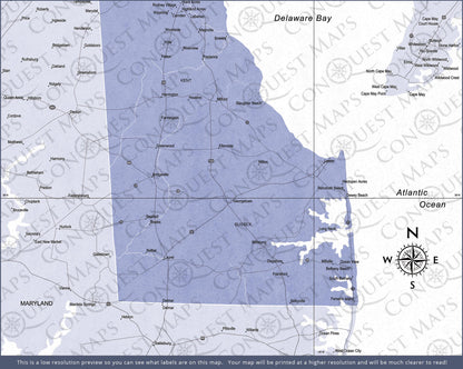 Push Pin Delaware Map (Pin Board) - Purple Color Splash CM Pin Board