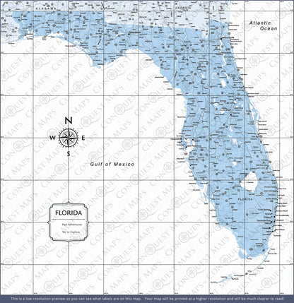 Push Pin Florida Map (Pin Board) - Light Blue Color Splash CM Pin Board