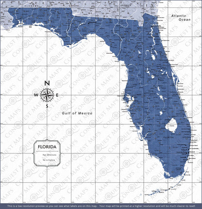 Push Pin Florida Map (Pin Board) - Navy Color Splash CM Pin Board