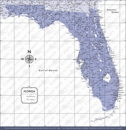 Florida Map Poster - Purple Color Splash CM Poster