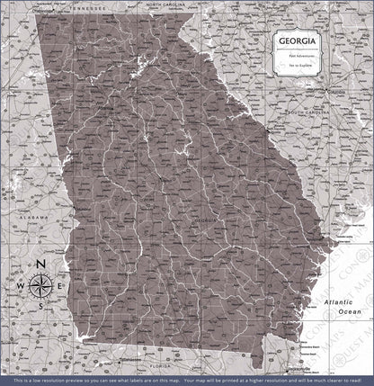 Georgia Map Poster - Dark Brown Color Splash CM Poster