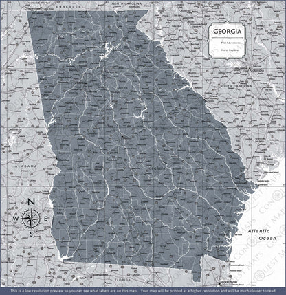 Push Pin Georgia Map (Pin Board) - Dark Gray Color Splash CM Pin Board