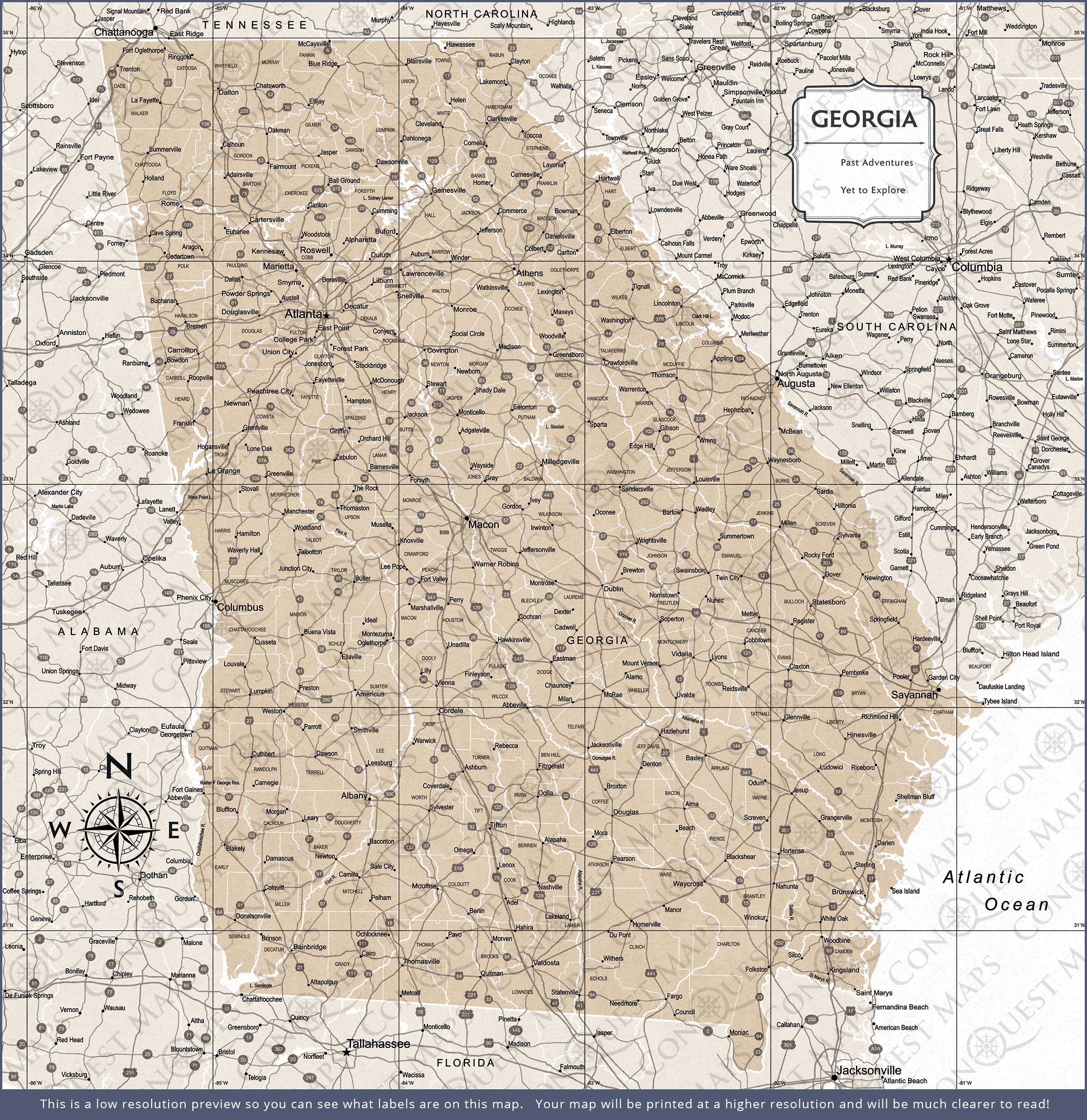 Push Pin Georgia Map (Pin Board) - Light Brown Color Splash CM Pin Board