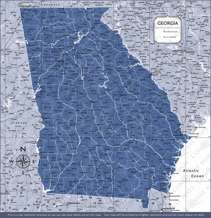 Push Pin Georgia Map (Pin Board) - Navy Color Splash CM Pin Board