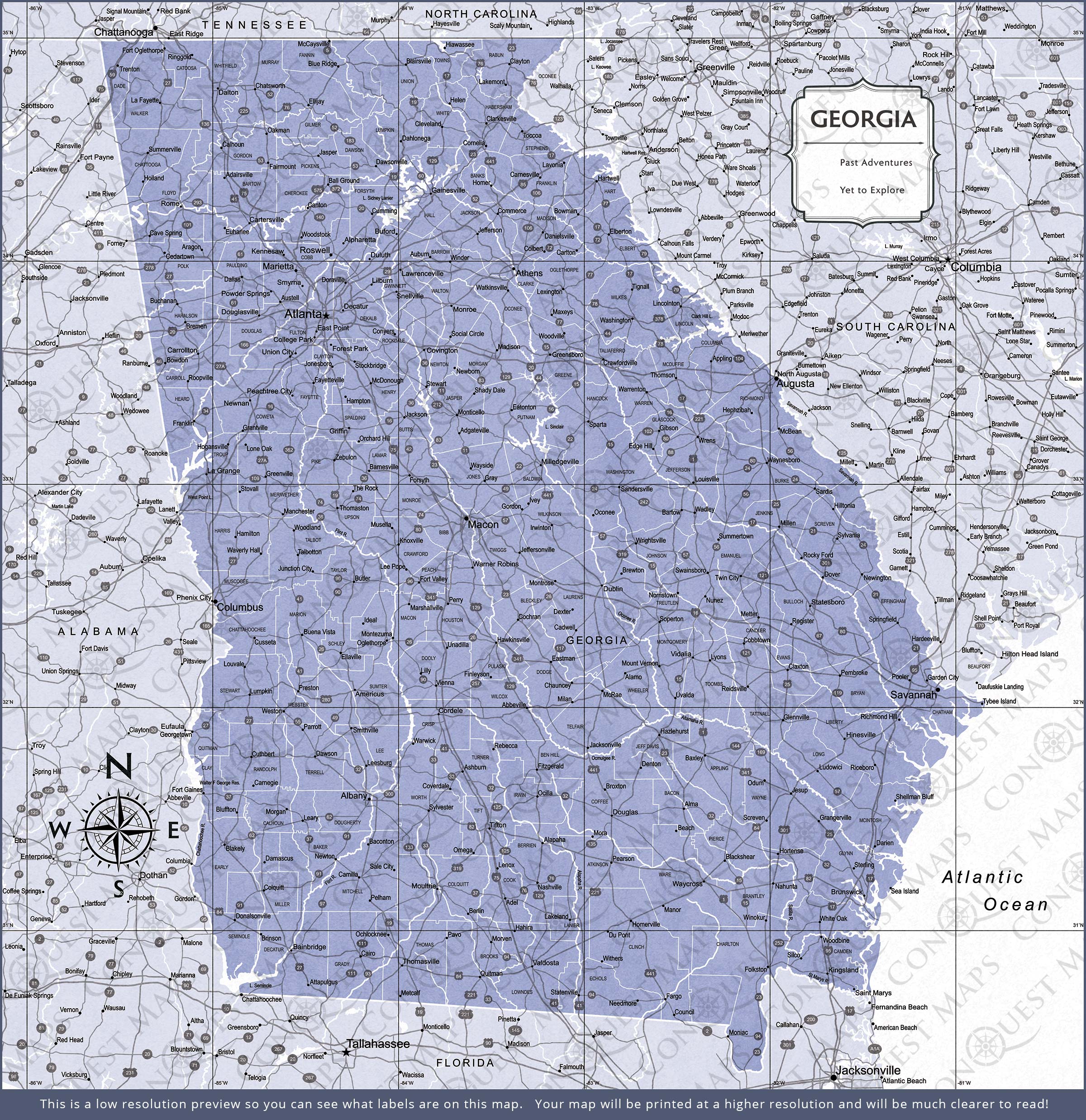 Push Pin Georgia Map (Pin Board) - Purple Color Splash CM Pin Board