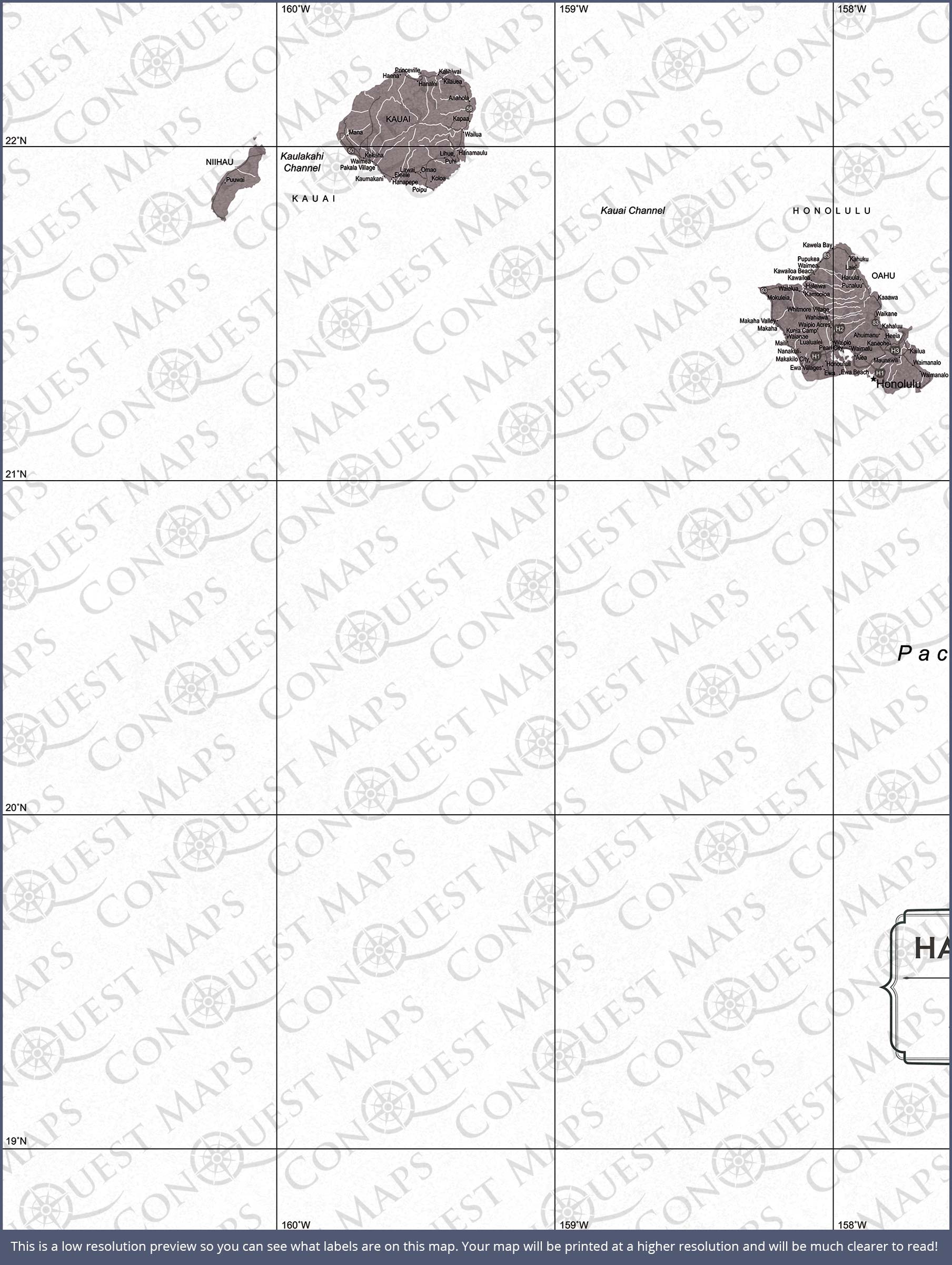 Hawaii Map Poster - Dark Brown Color Splash CM Poster