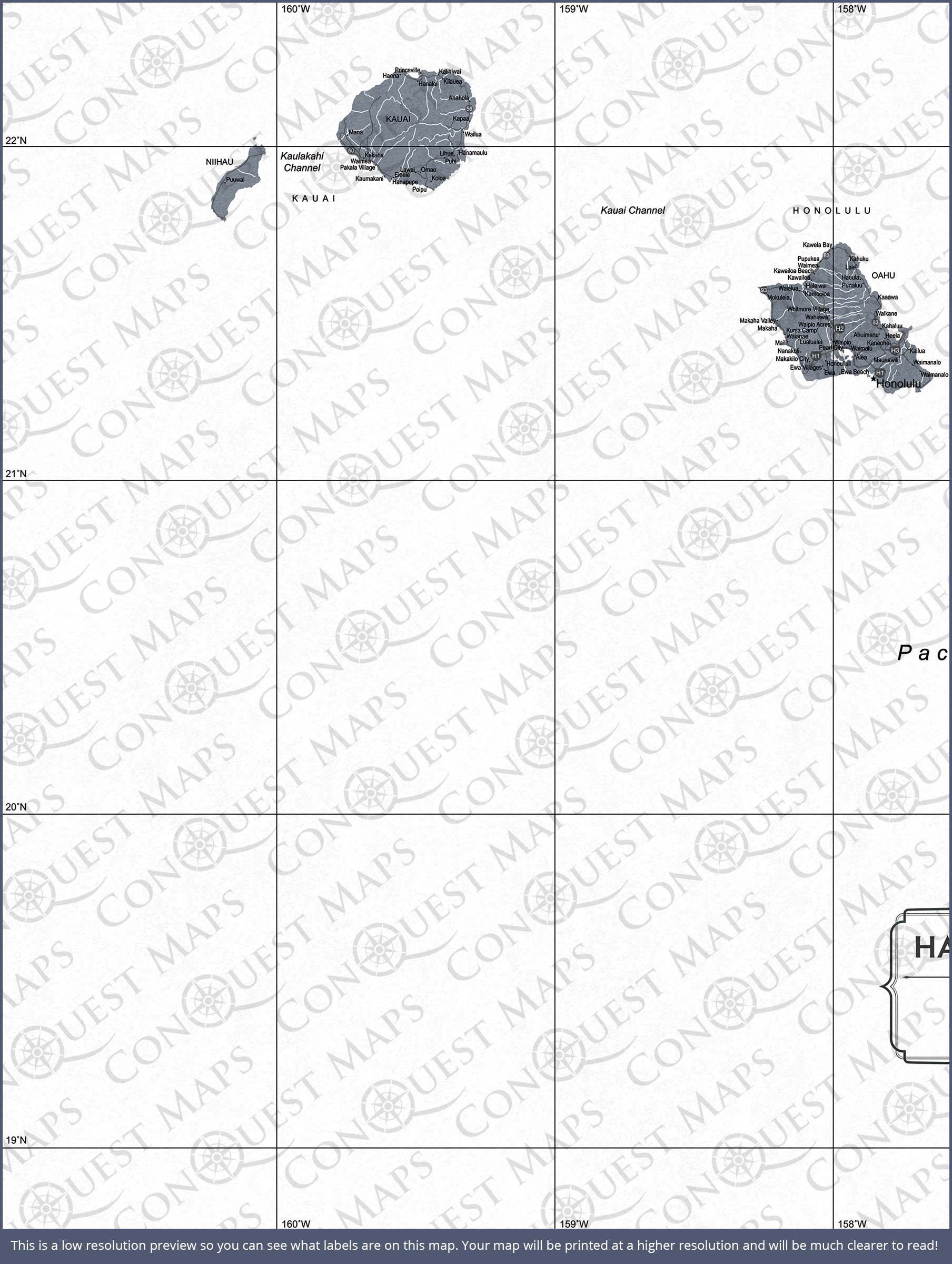 Hawaii Map Poster - Dark Gray Color Splash CM Poster