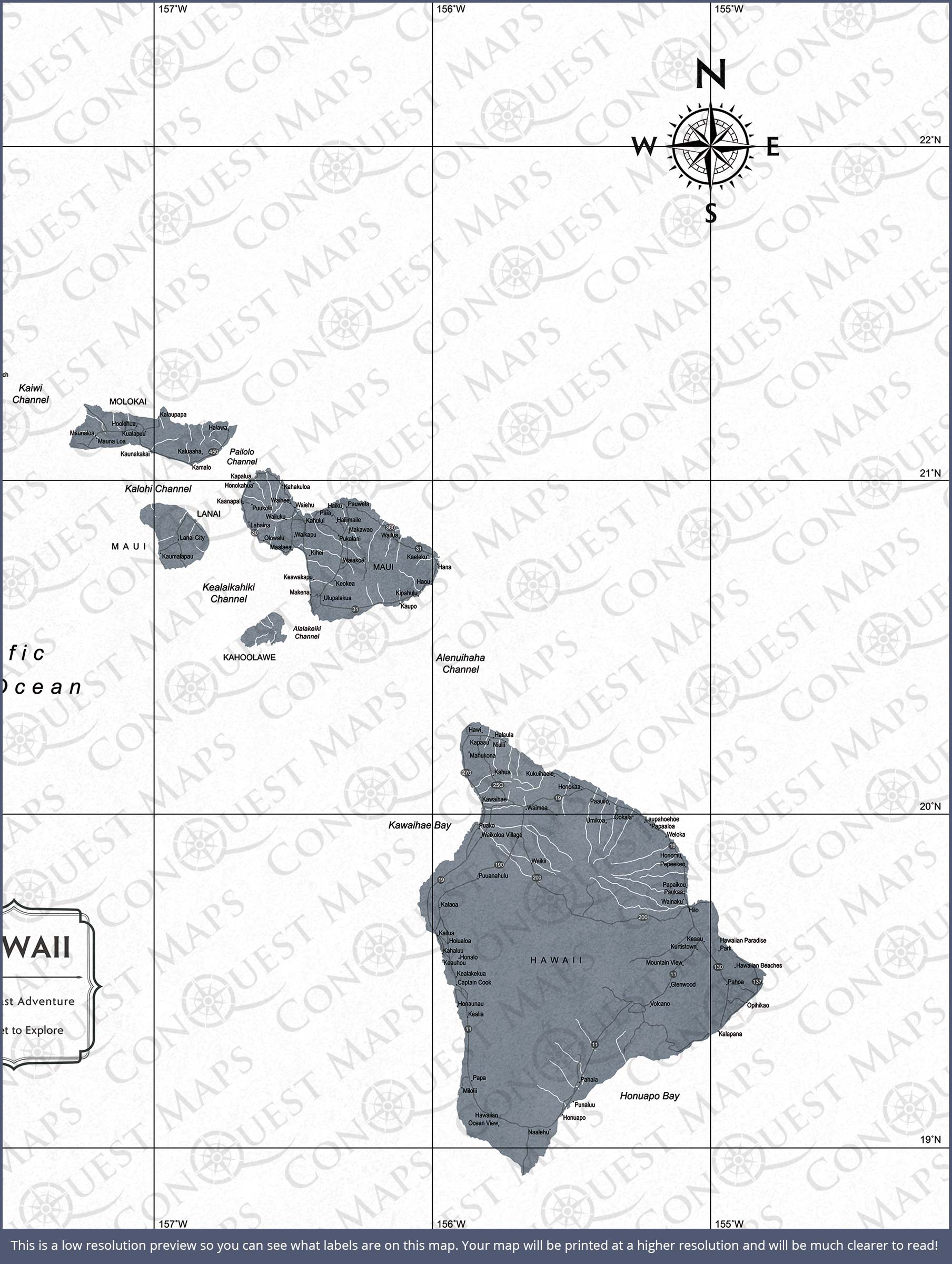 Hawaii Map Poster - Dark Gray Color Splash CM Poster