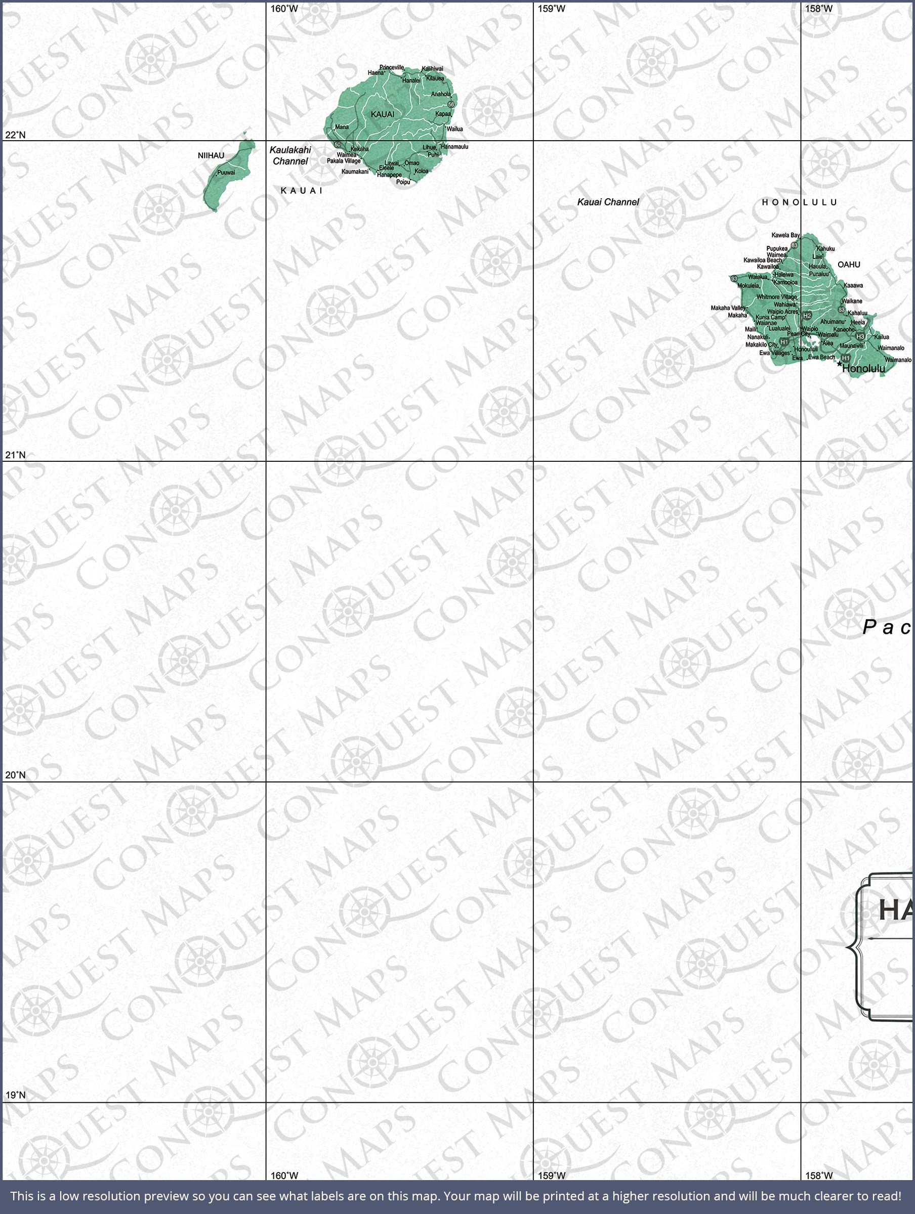 Hawaii Map Poster - Green Color Splash CM Poster