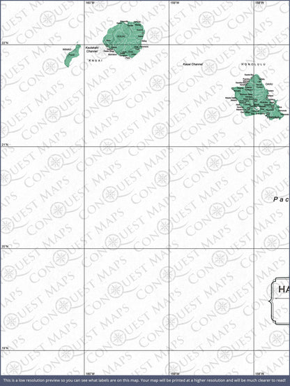 Hawaii Map Poster - Green Color Splash CM Poster