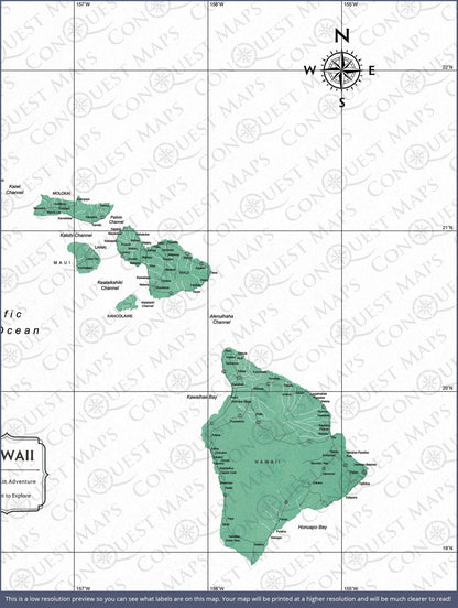 Hawaii Map Poster - Green Color Splash CM Poster