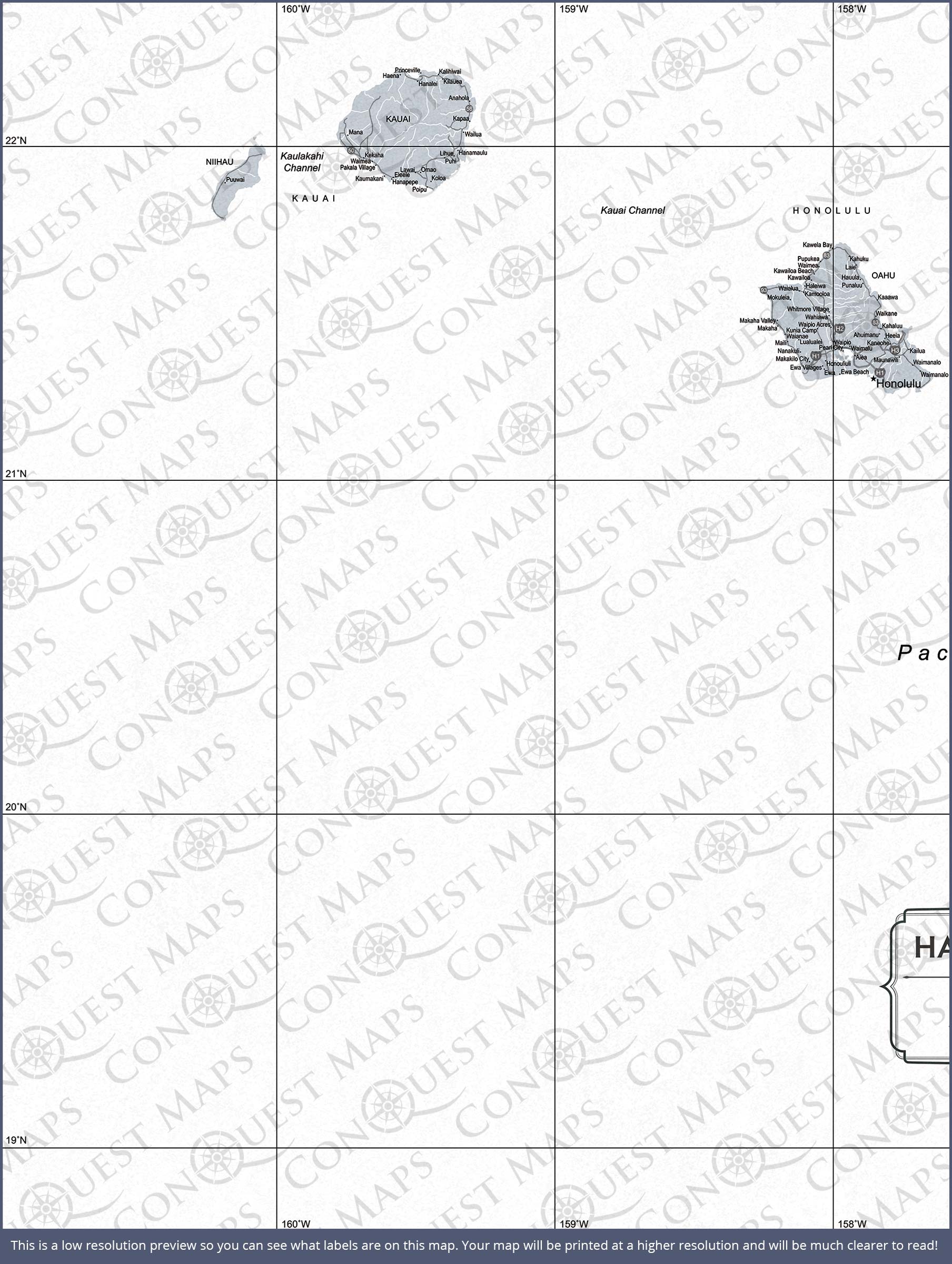 Hawaii Map Poster - Light Gray Color Splash CM Poster