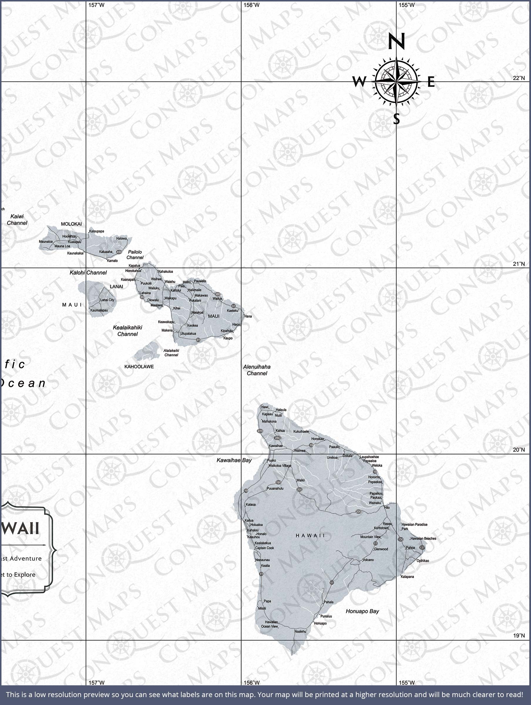 Push Pin Hawaii Map (Pin Board) - Light Gray Color Splash CM Pin Board