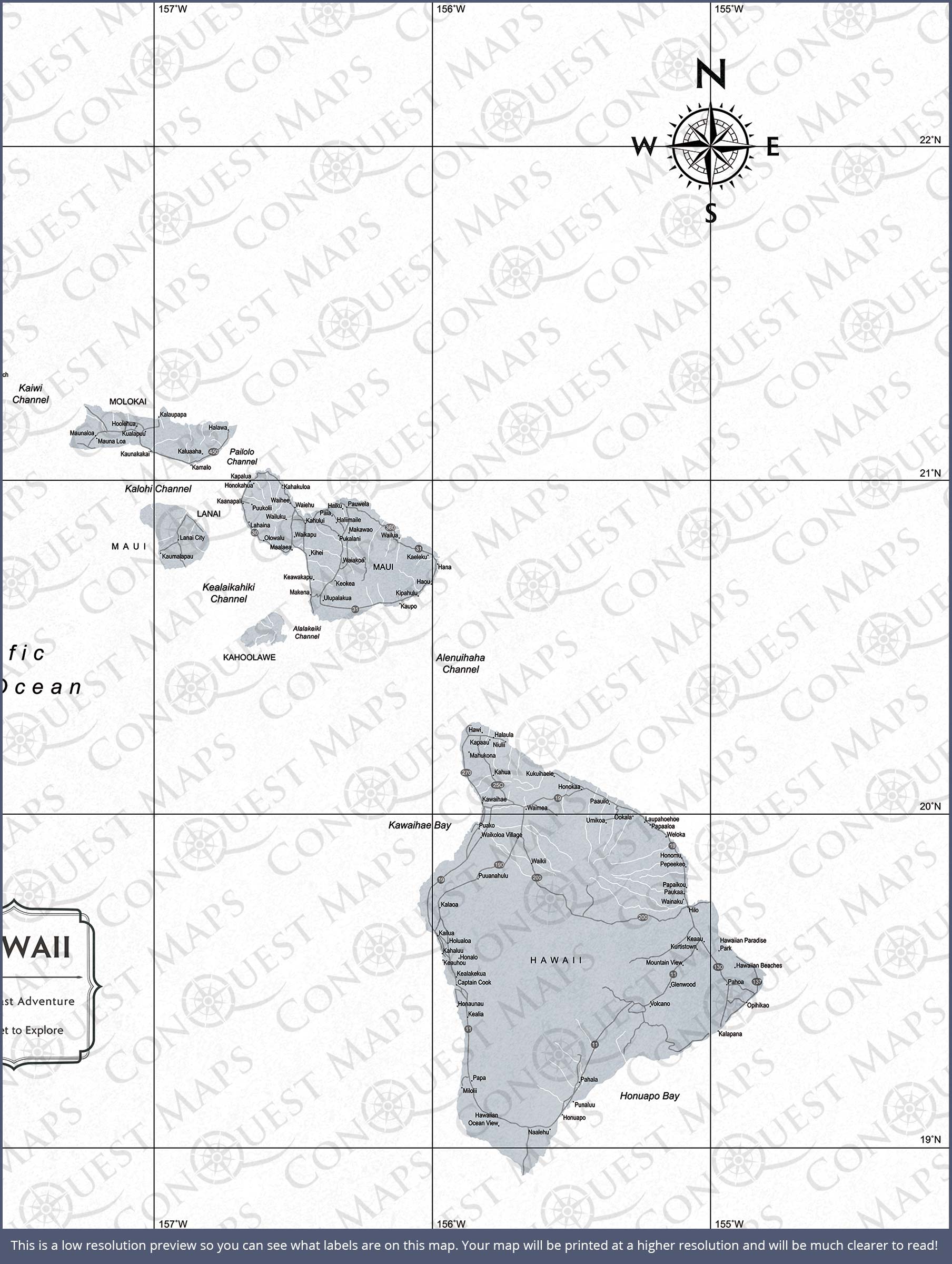 Hawaii Map Poster - Light Gray Color Splash CM Poster