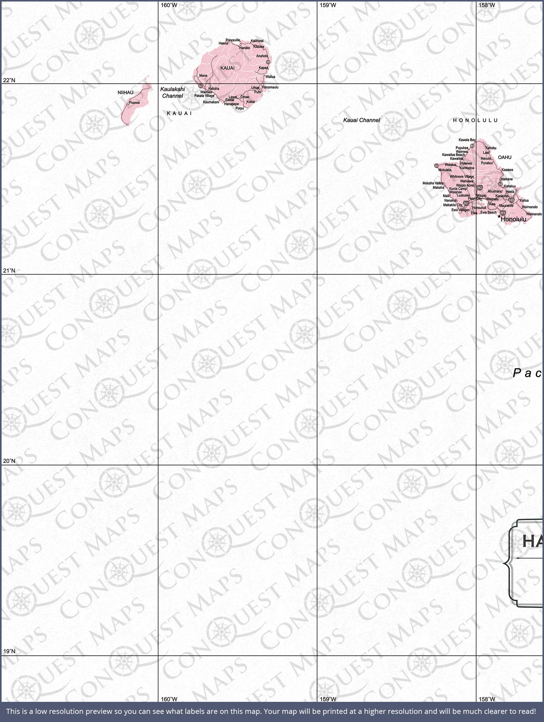 Hawaii Map Poster - Pink Color Splash CM Poster