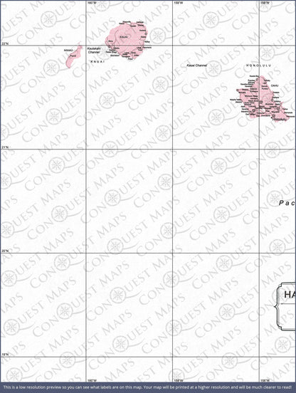 Hawaii Map Poster - Pink Color Splash CM Poster