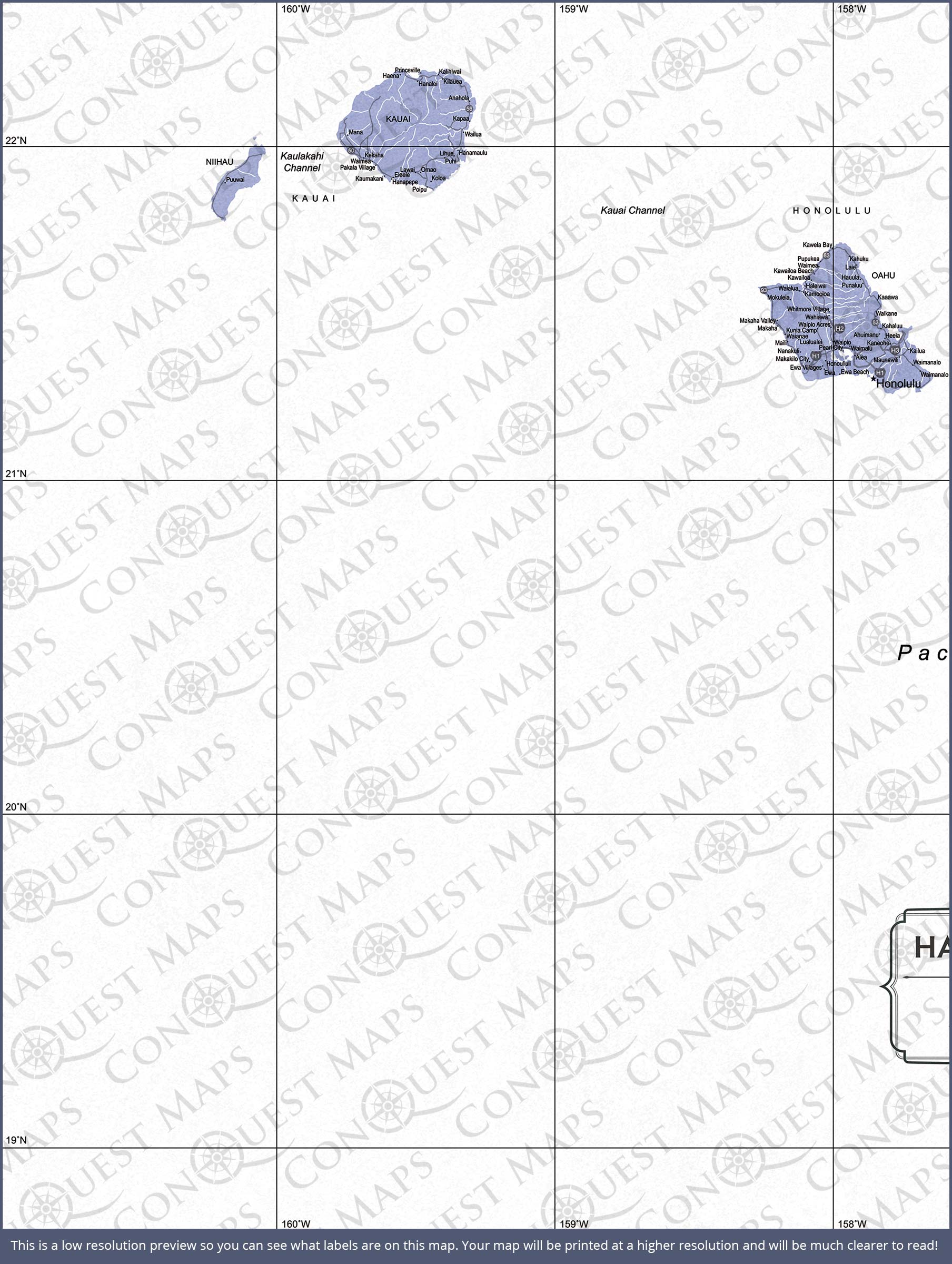 Hawaii Map Poster - Purple Color Splash CM Poster