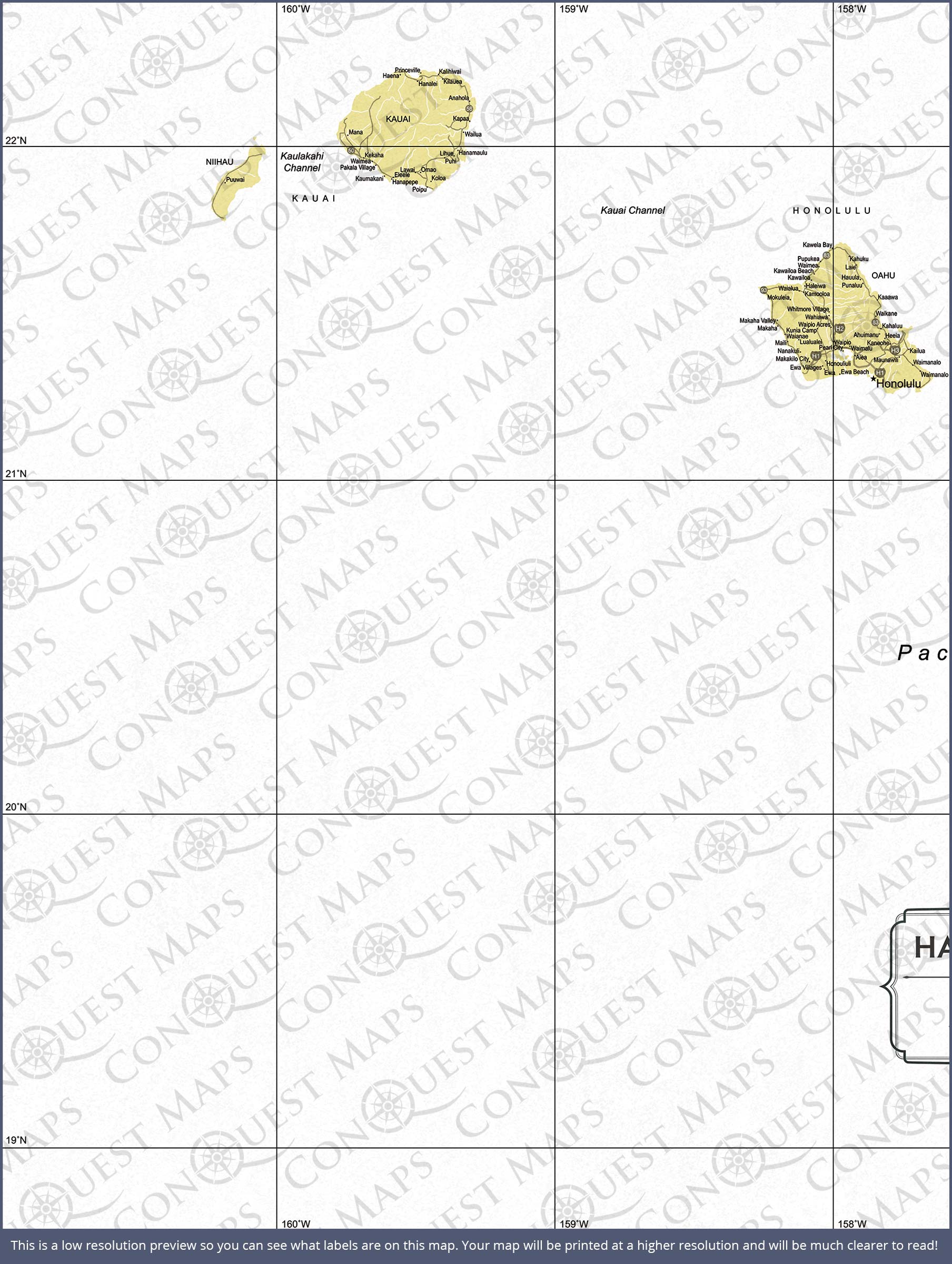 Push Pin Hawaii Map (Pin Board) - Yellow Color Splash CM Pin Board