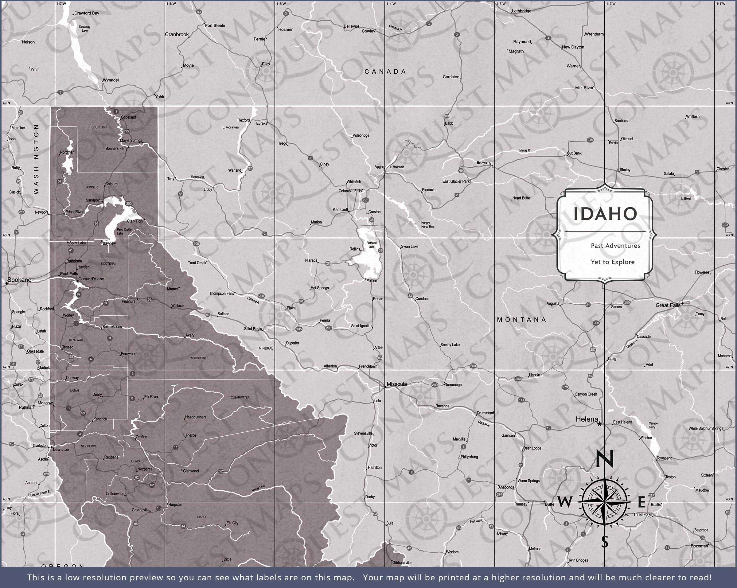 Push Pin Idaho Map (Pin Board) - Dark Brown Color Splash CM Pin Board