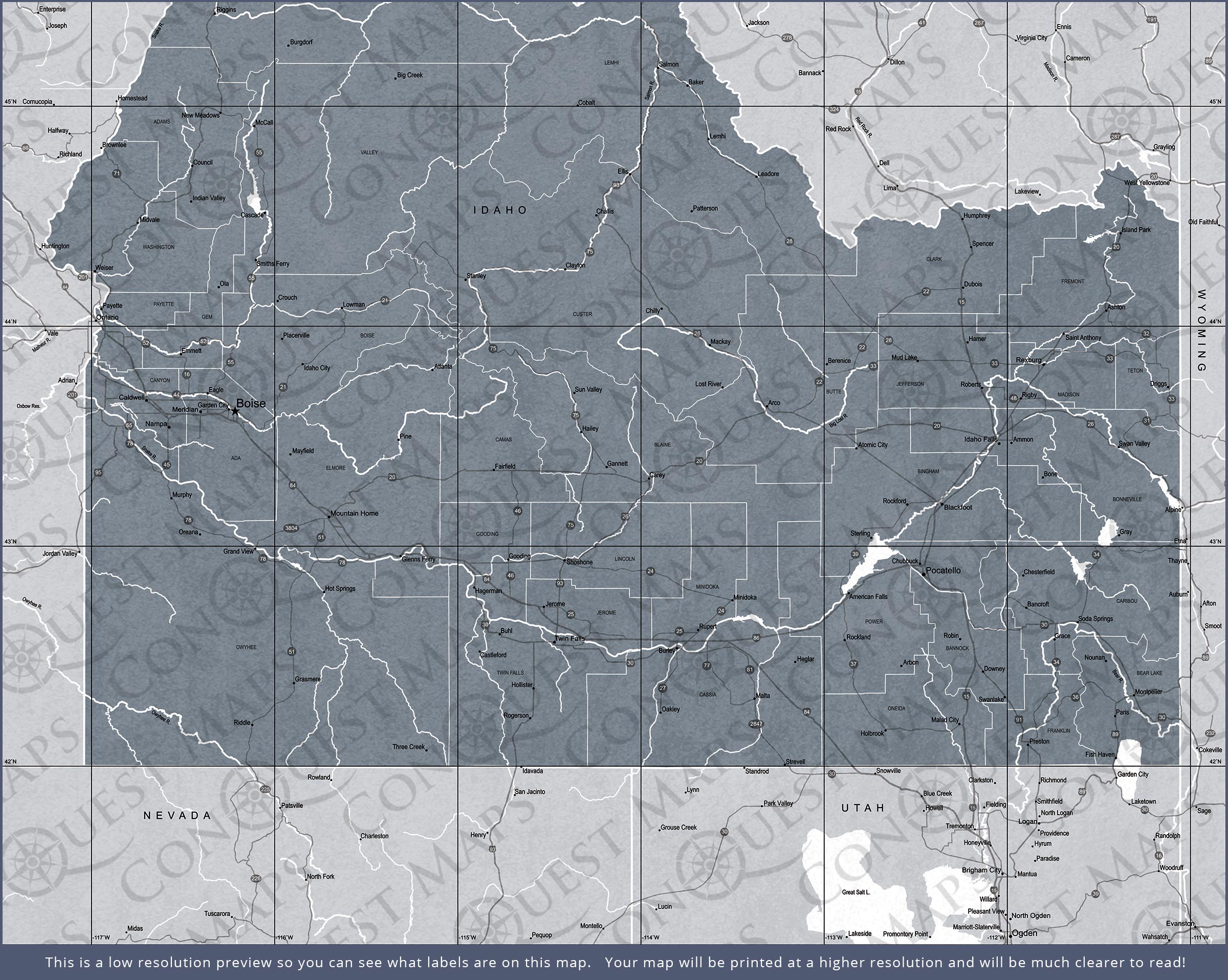 Push Pin Idaho Map (Pin Board) - Dark Gray Color Splash CM Pin Board