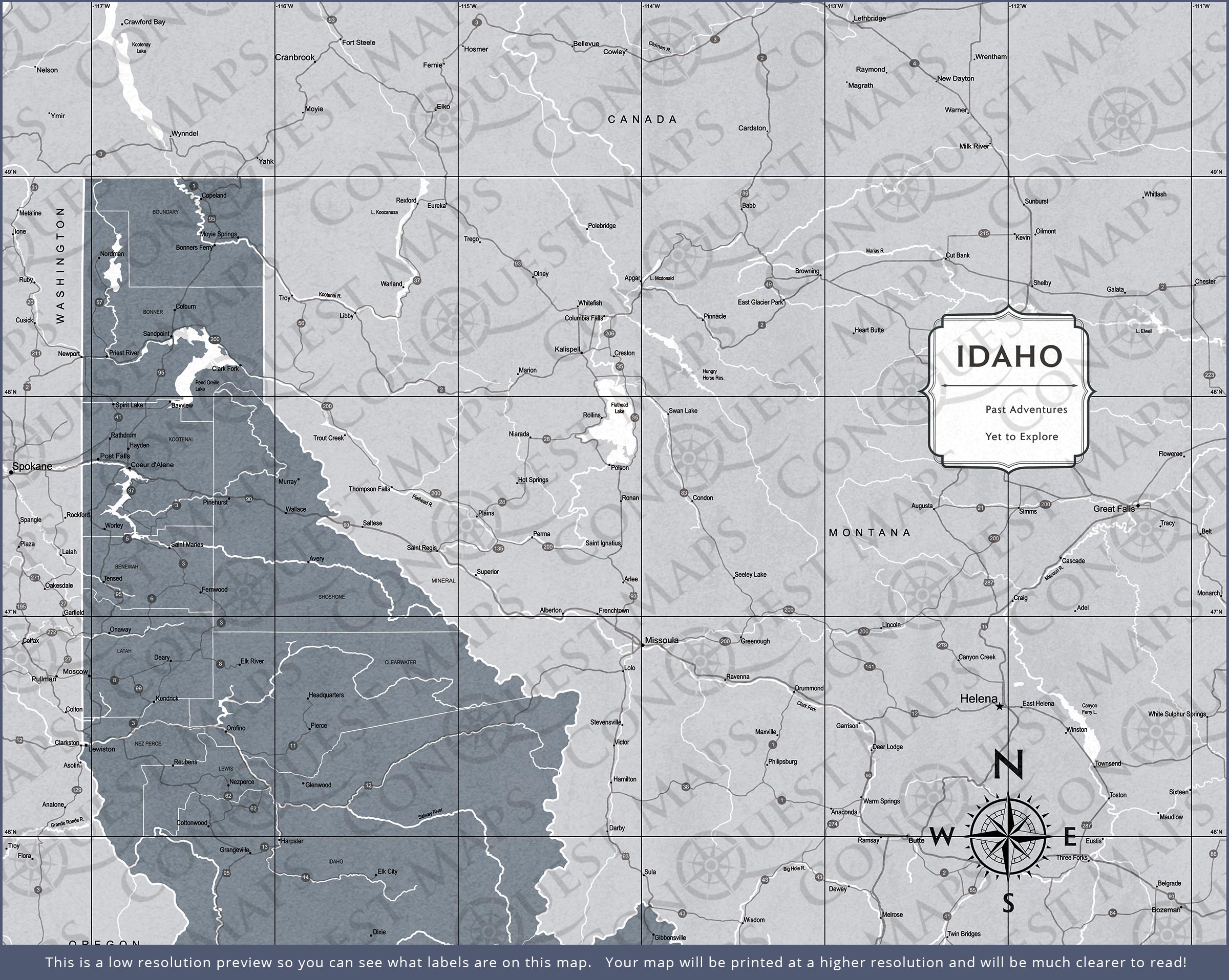 Push Pin Idaho Map (Pin Board) - Dark Gray Color Splash CM Pin Board