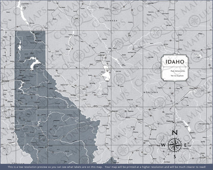 Idaho Map Poster - Dark Gray Color Splash CM Poster