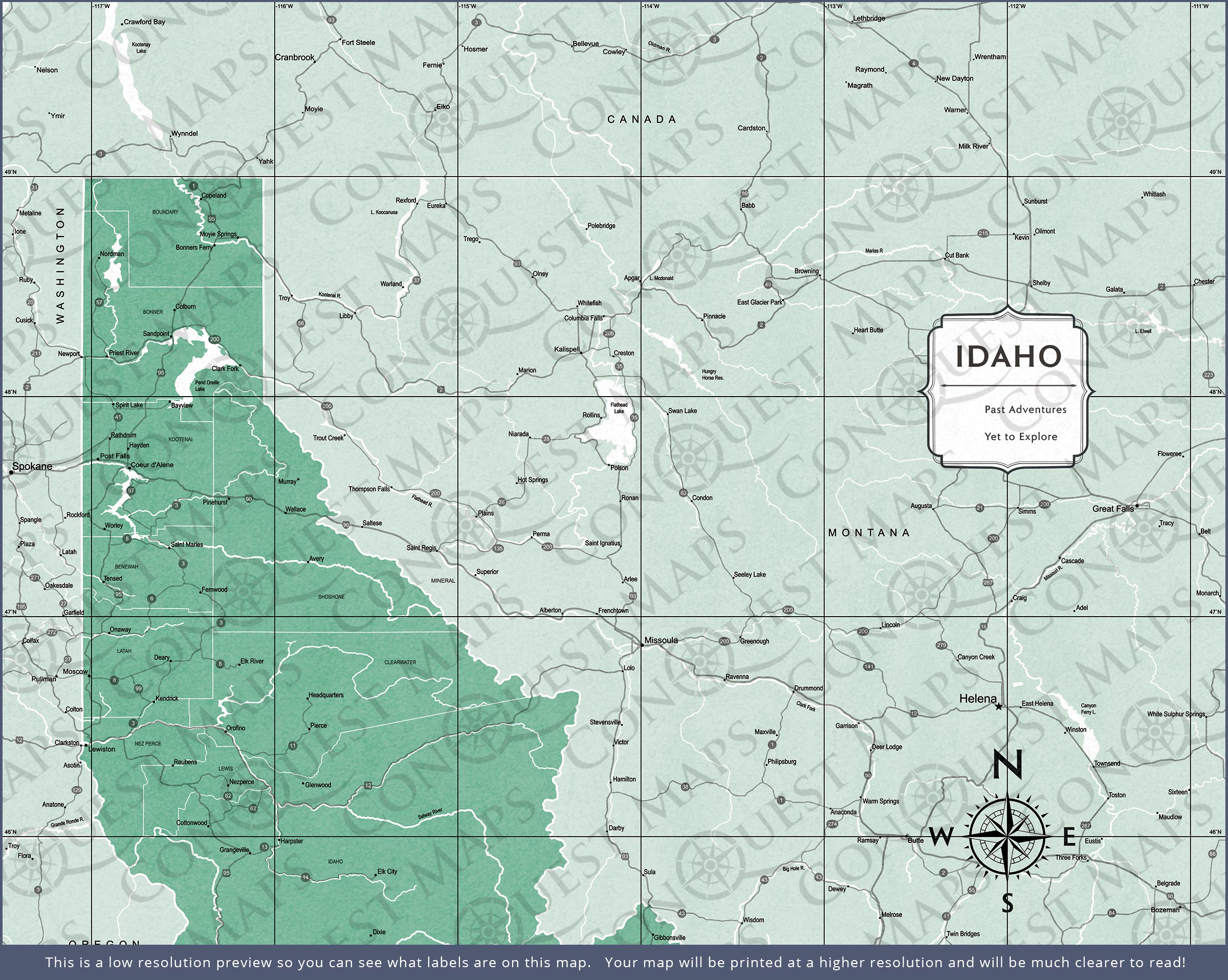 Idaho Map Poster - Green Color Splash CM Poster