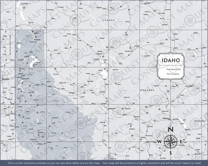 Push Pin Idaho Map (Pin Board) - Light Gray Color Splash CM Pin Board