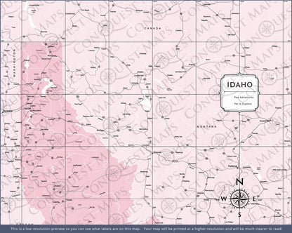 Idaho Map Poster - Pink Color Splash CM Poster