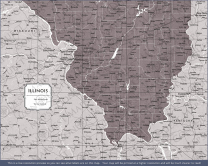 Illinois Map Poster - Dark Brown Color Splash CM Poster