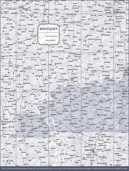 Push Pin Kentucky Map (Pin Board) - Light Gray Color Splash CM Pin Board