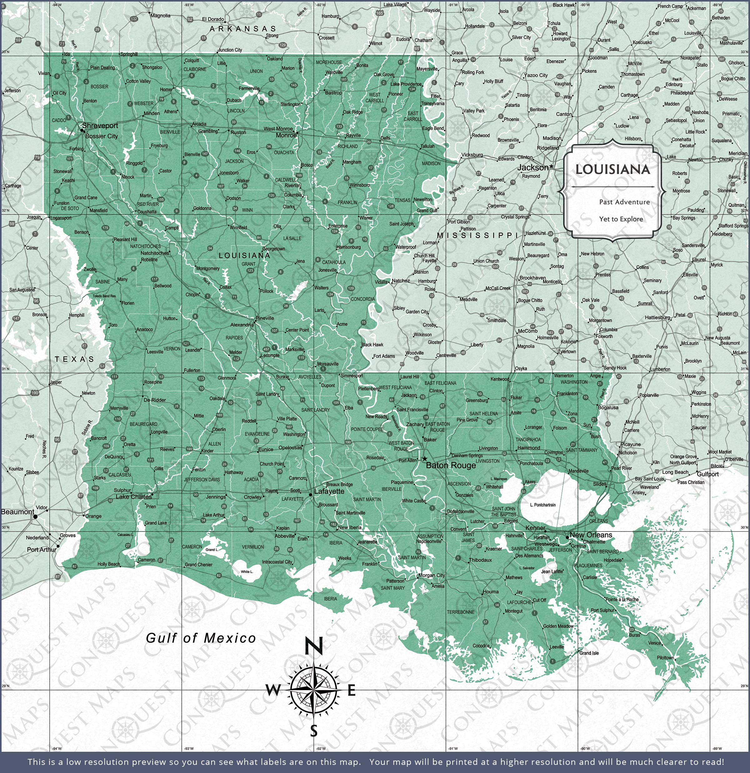 Push Pin Louisiana Map (Pin Board) - Green Color Splash CM Pin Board