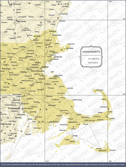 Push Pin Massachusetts Map (Pin Board) - Yellow Color Splash CM Pin Board