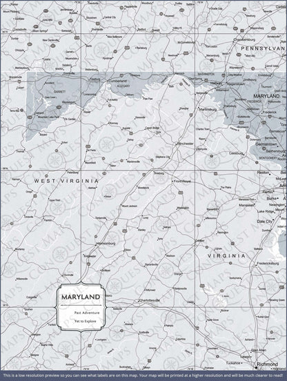 Maryland Map Poster - Light Gray Color Splash CM Poster