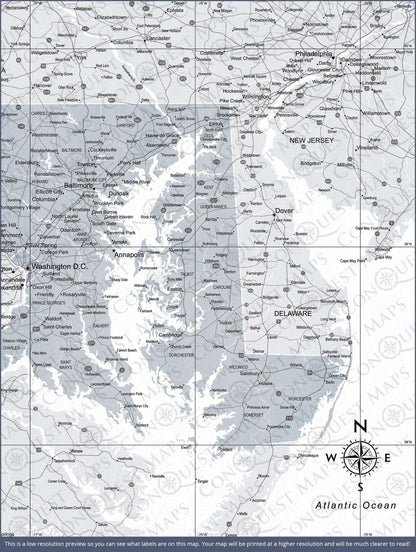 Maryland Map Poster - Light Gray Color Splash CM Poster