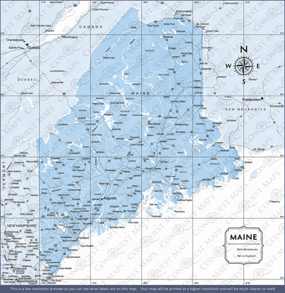 Push Pin Maine Map (Pin Board) - Light Blue Color Splash CM Pin Board