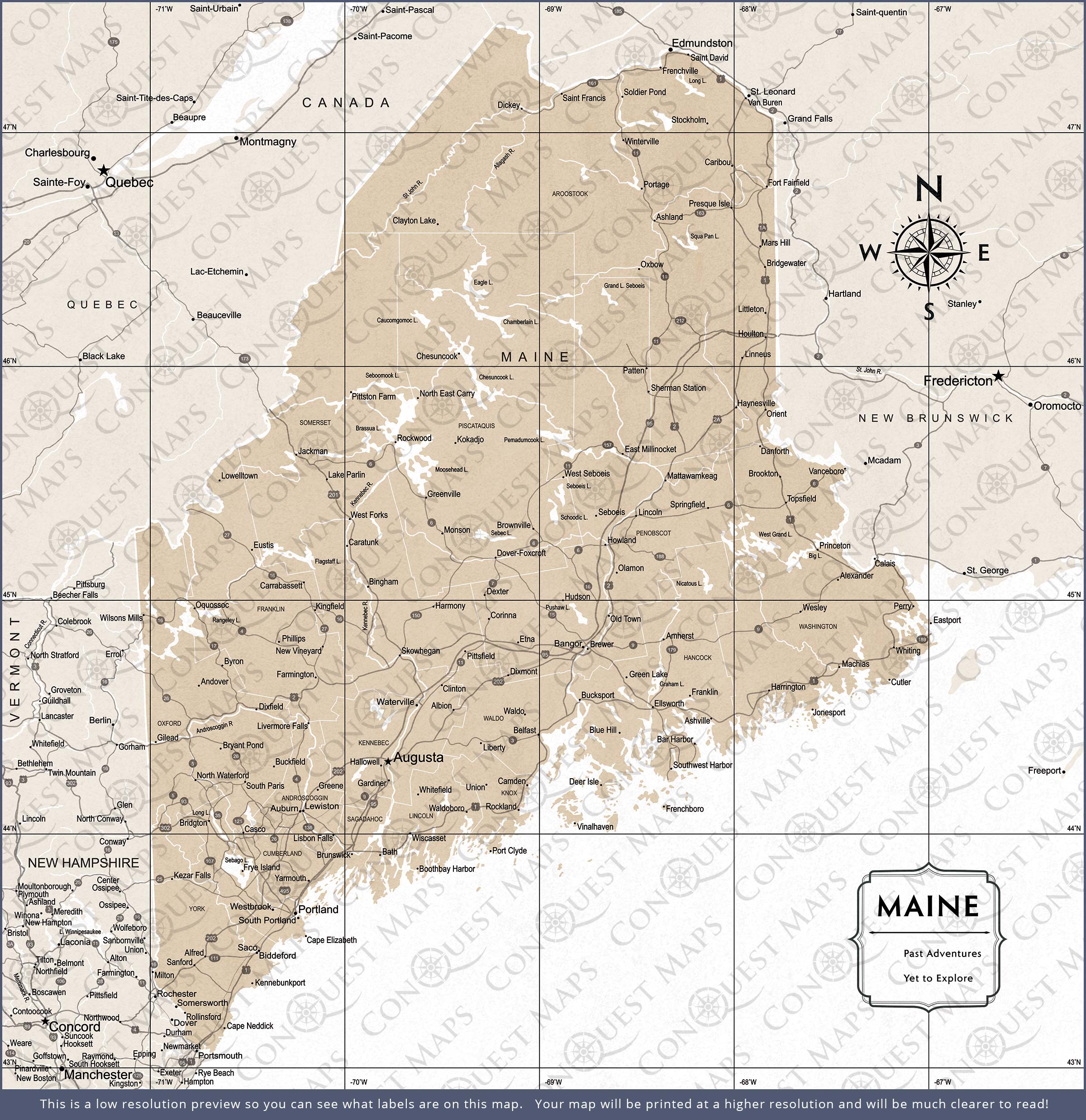 Push Pin Maine Map (Pin Board) - Light Brown Color Splash CM Pin Board