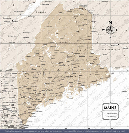 Push Pin Maine Map (Pin Board) - Light Brown Color Splash CM Pin Board