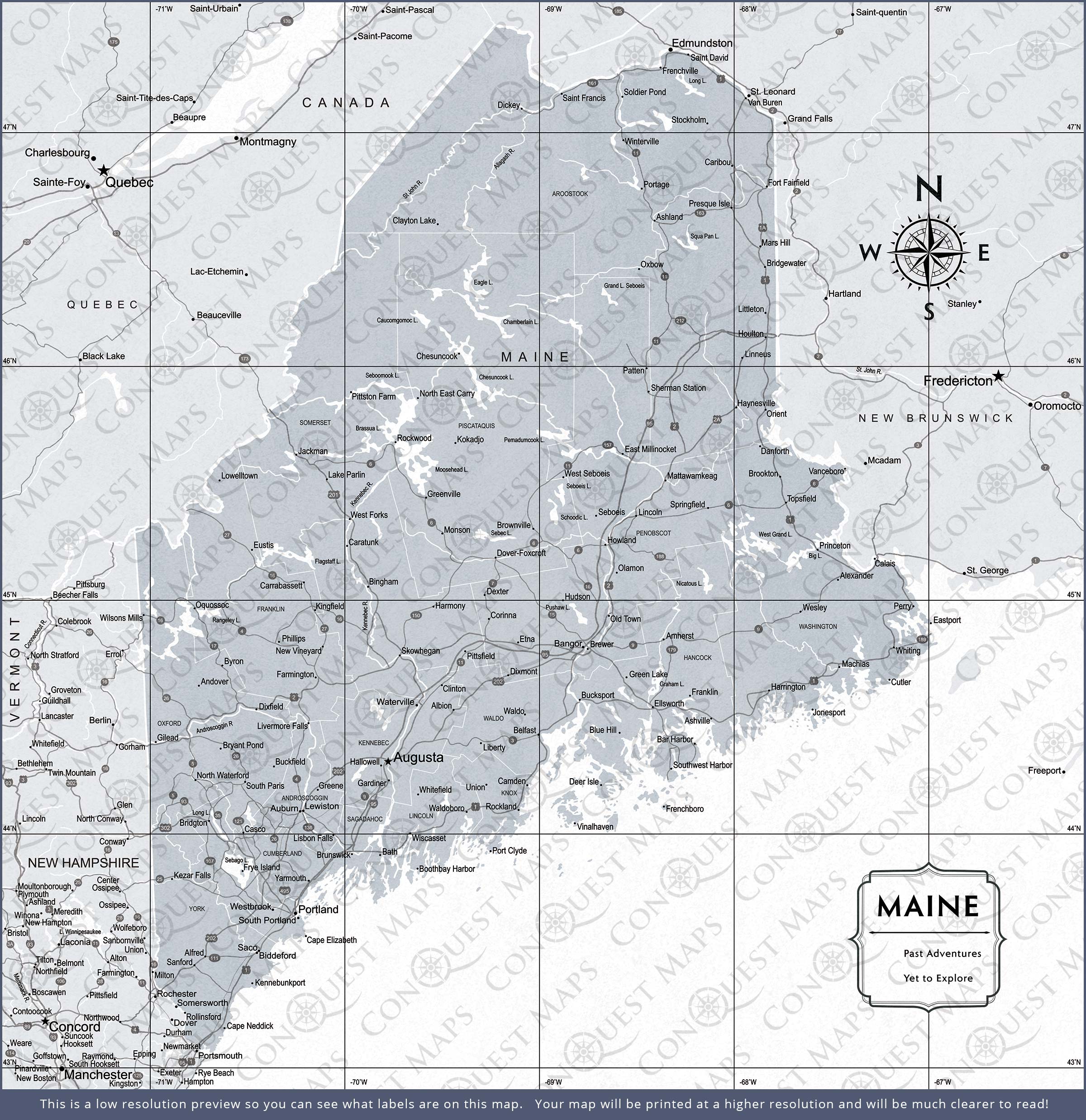 Push Pin Maine Map (Pin Board) - Light Gray Color Splash CM Pin Board