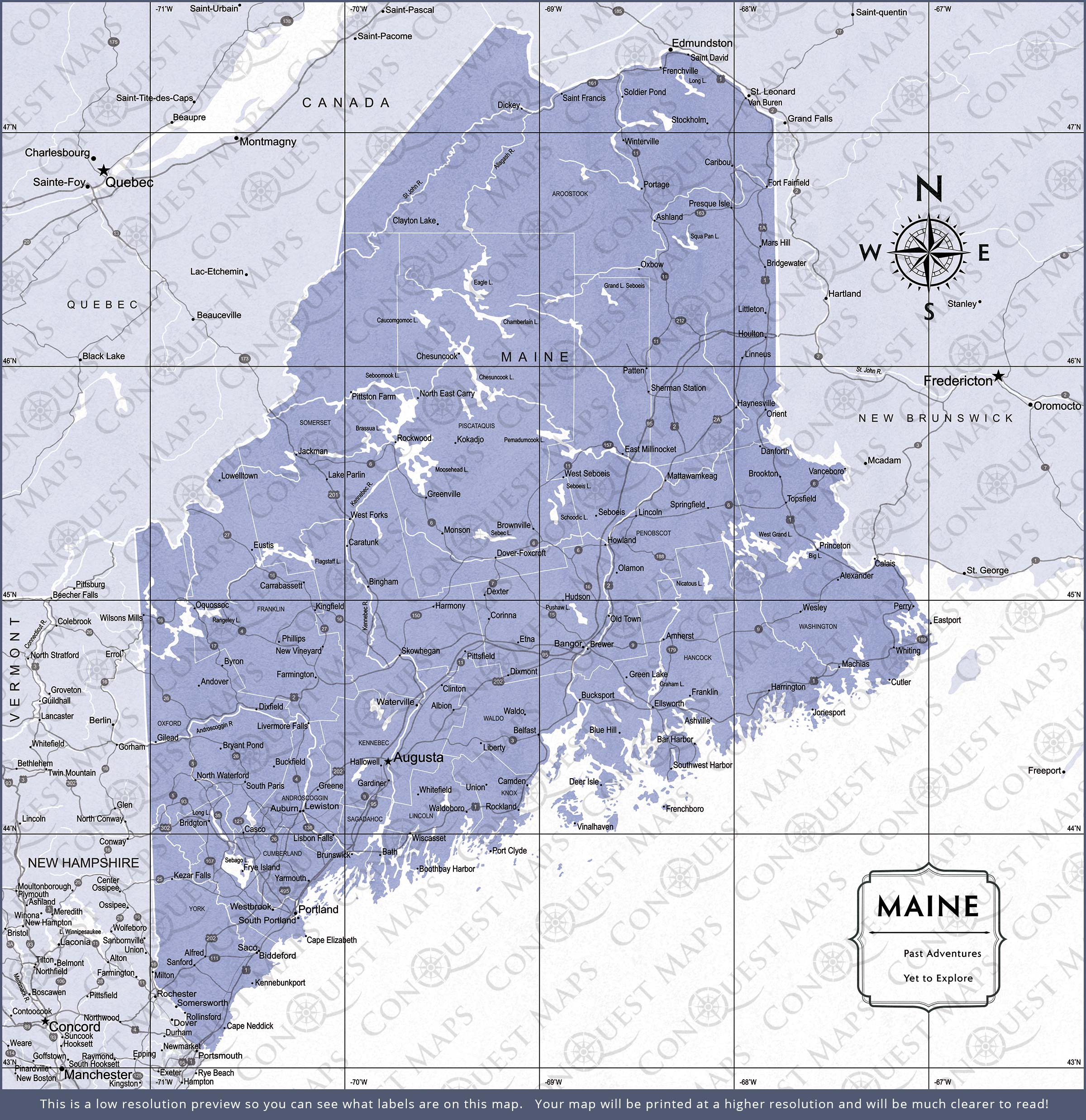 Maine Map Poster - Purple Color Splash CM Poster