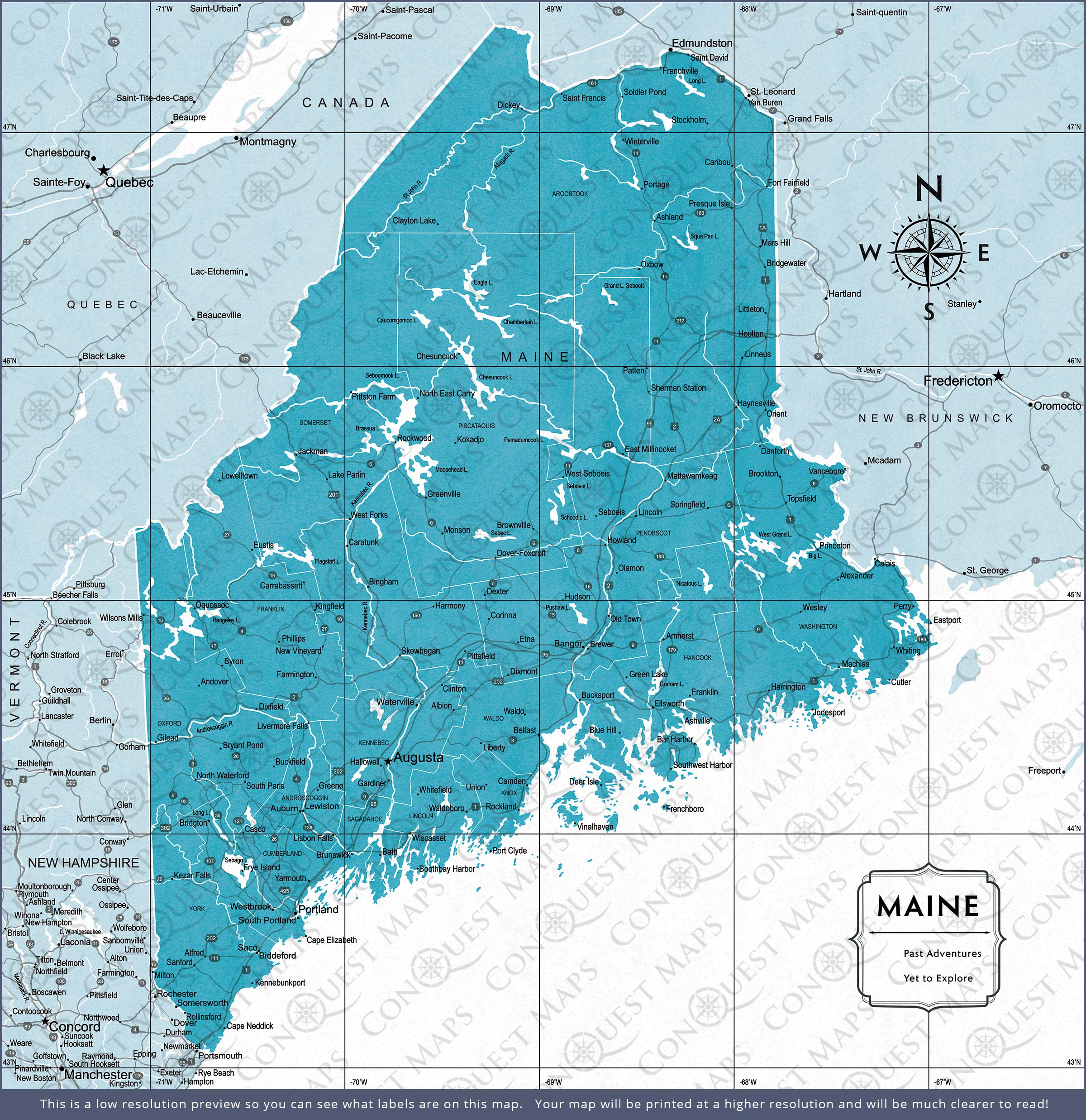 Push Pin Maine Map (Pin Board) - Teal Color Splash CM Pin Board