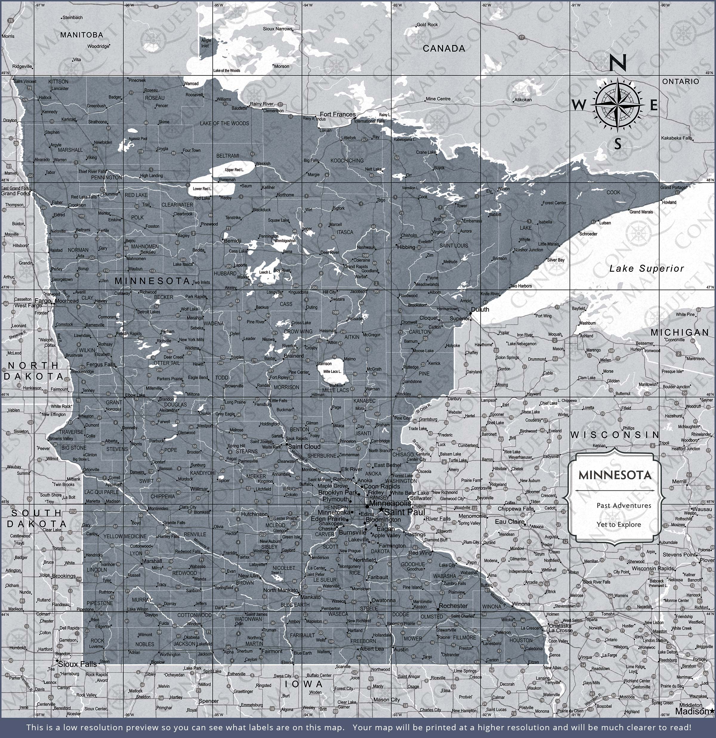 Minnesota Map Poster - Dark Gray Color Splash CM Poster