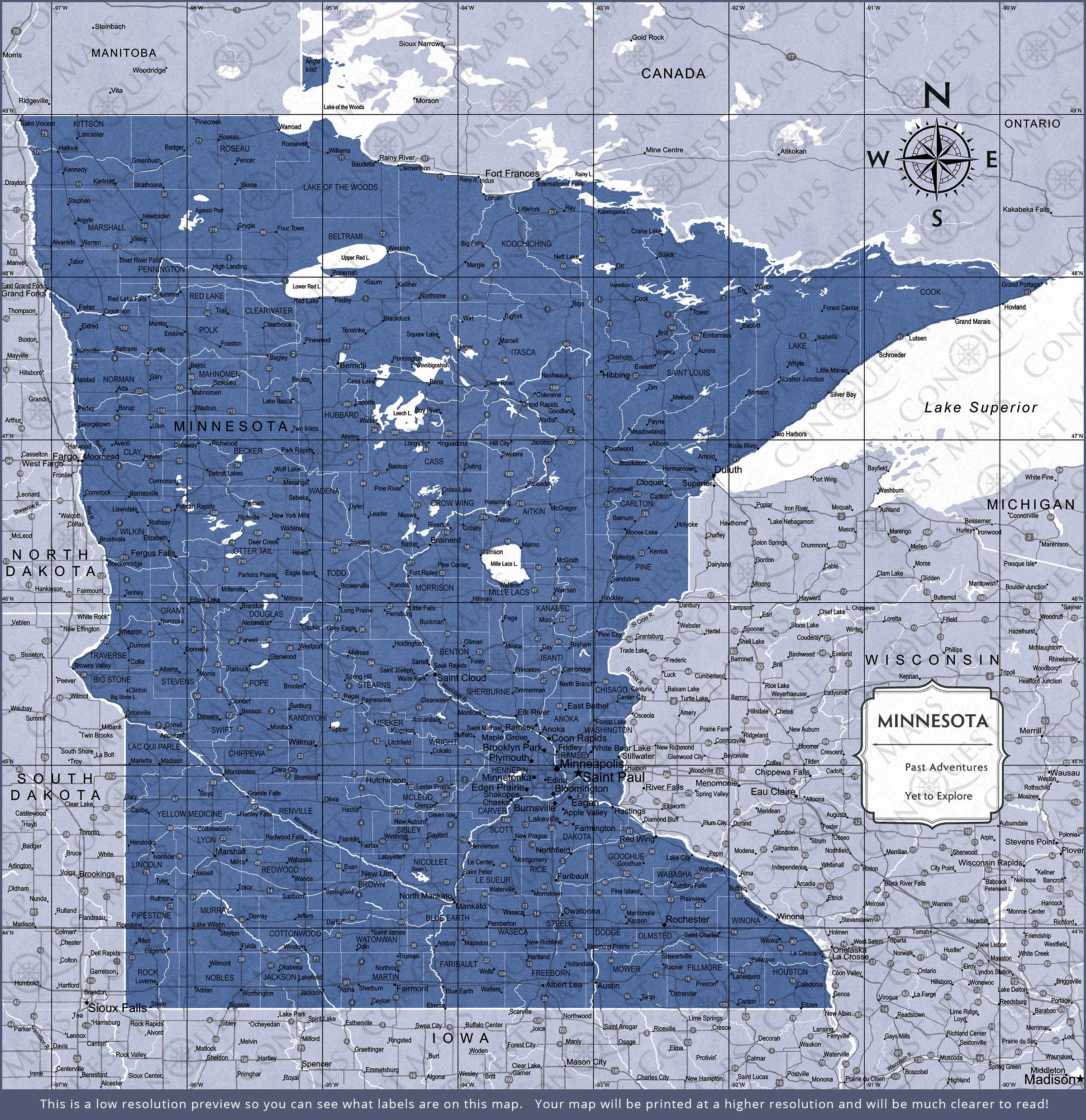 Push Pin Minnesota Map (Pin Board) - Navy Color Splash CM Pin Board